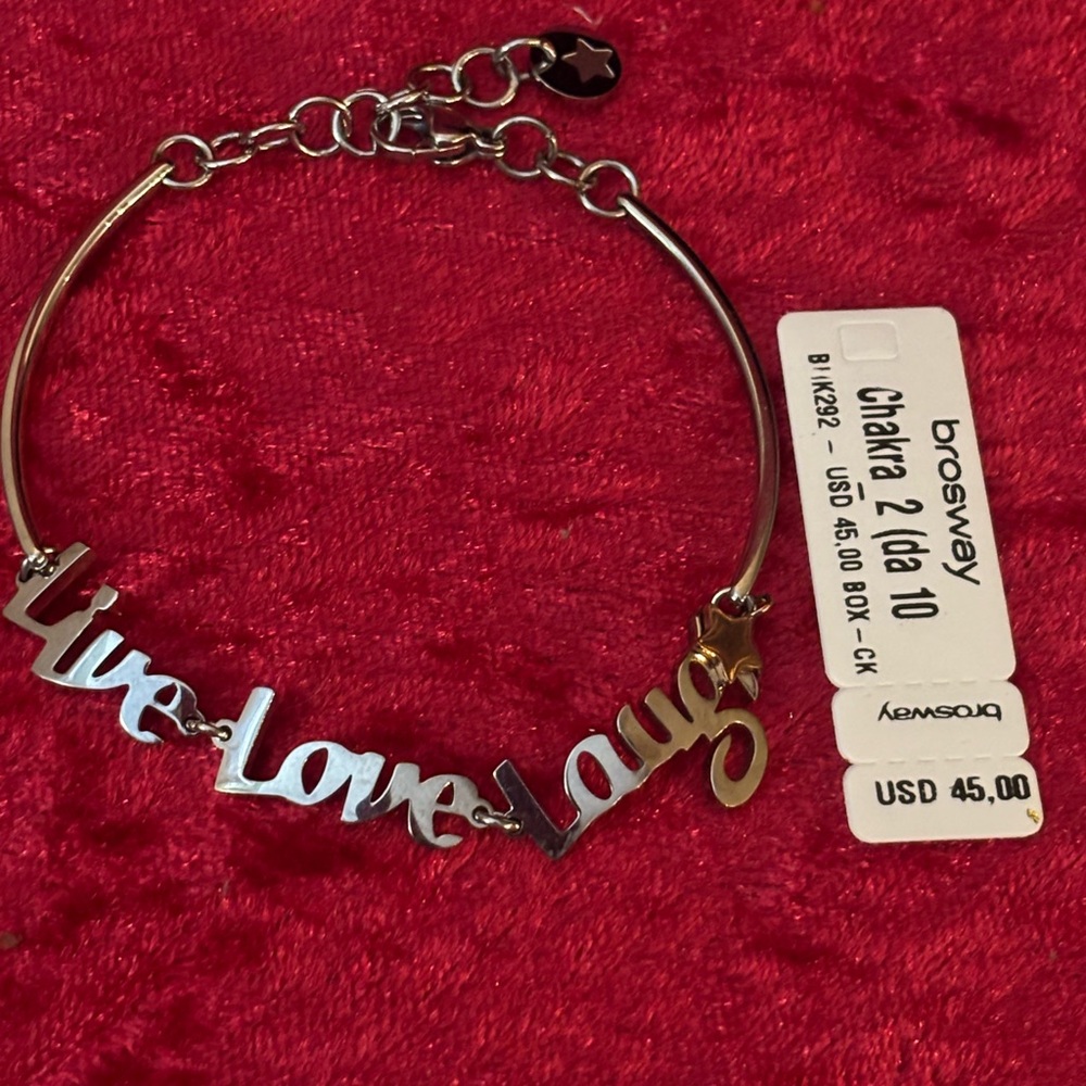J142 NWT Chakra Brosway Sterling Silver Bracelet - Live Love Laugh